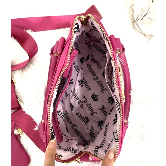 Juicy Couture Team Juicy Forever Satchel With Wallet Raspberry Tart Hot Pink - Picture 10 of 12